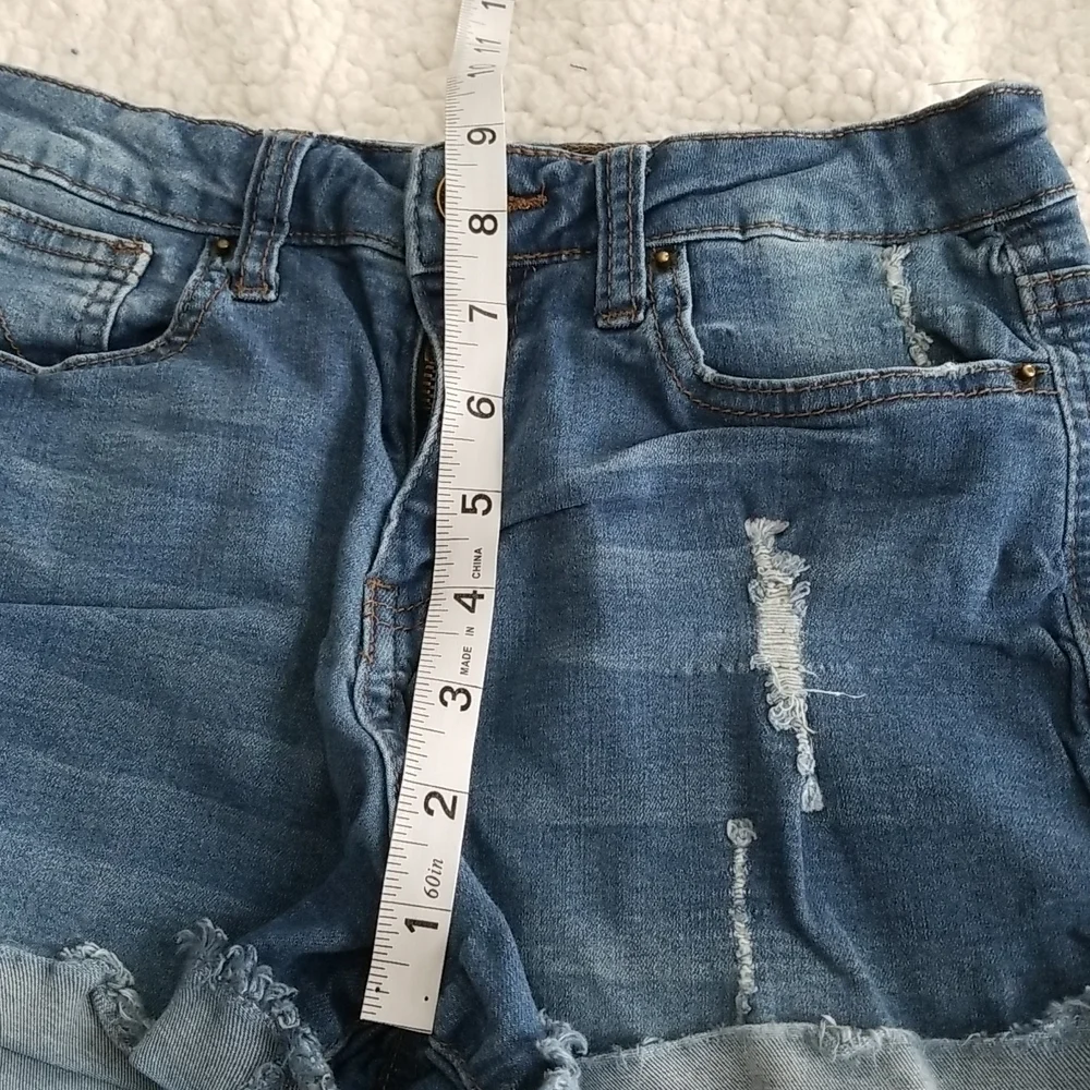 Angel Kiss Women's Mid Rise Distressed Denim Shorts